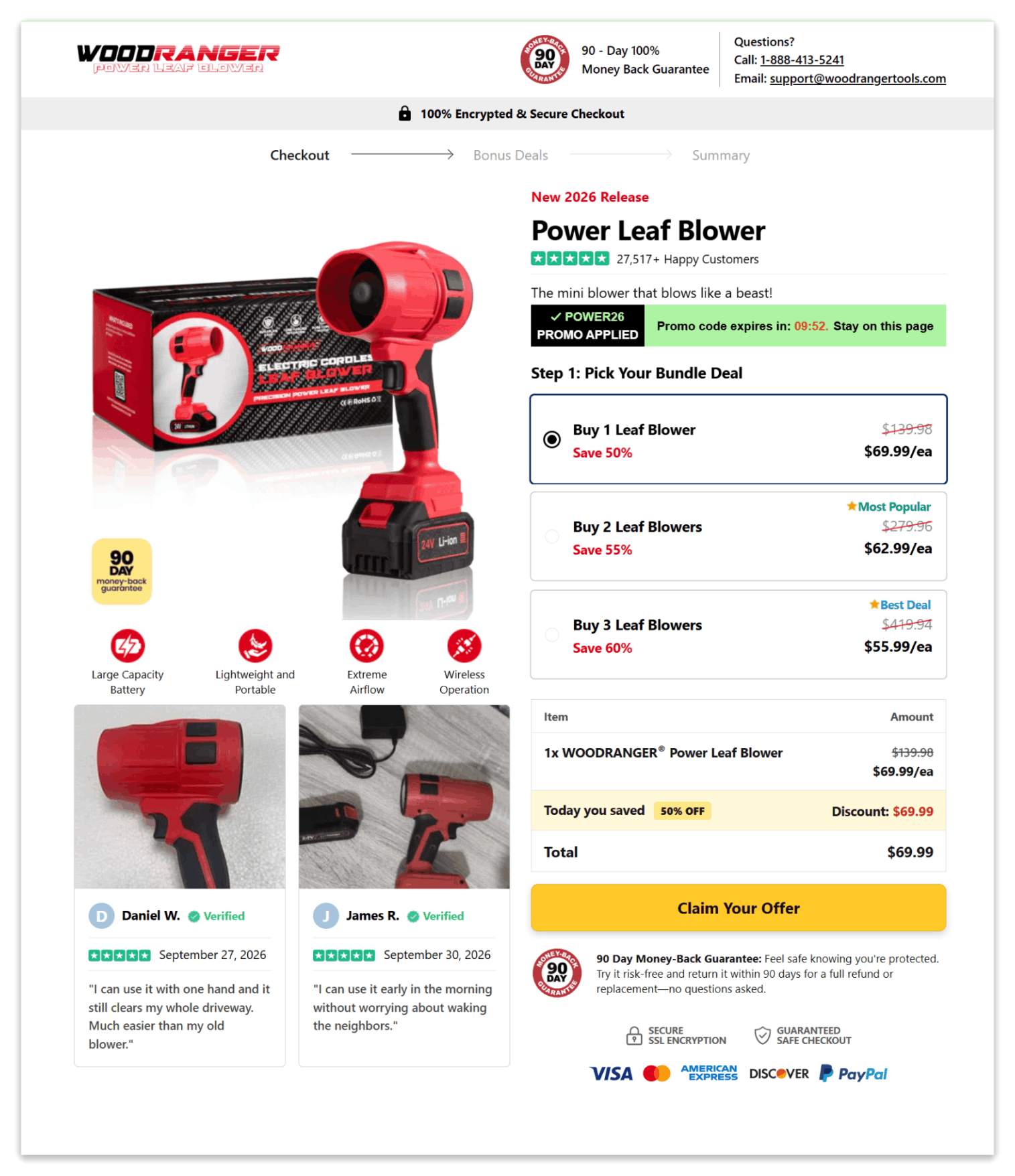 Woodranger Leaf Blower secure checkout page